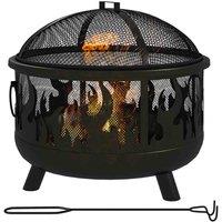 Outsunny 61.5cm 2-In-1 Outdoor Fire Pit & BBQ, Black