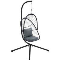 Outsunny PE Hanging Swing Chair w/ Cushion - Grey, Grey