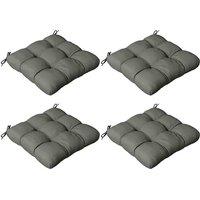 Outsunny Set of 4 Outdoor Seat Cushions w/ Ties - Grey, Grey
