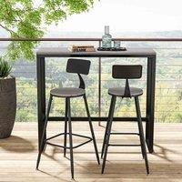 Livingandhome Modern Bar Table w/ 2 High Chairs Set - Grey