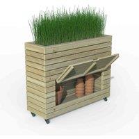 Forest Garden Linear Planter - Tall w/ Wheels, Brown