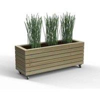 Forest Garden Linear Planter - Long w/ Wheels, Brown