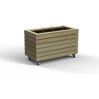 Forest Garden Linear Planter - Double w/ Wheels, Brown