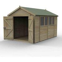 Forest Garden Timberdale 12x8 Apex Shed - 4 Windows, 2 Door, Brown