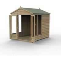 Forest Garden Beckwood Apex Summerhouse 6x8 - Double Door - 5 Windows, Brown