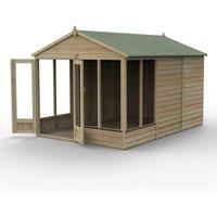 Forest Garden Beckwood Apex Summerhouse 8x12 - Double Door - 6 Windows, Brown