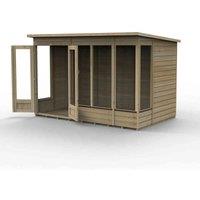 Forest Garden Beckwood Pent Summerhouse 10x6 - Double Door - 5 Windows, Brown