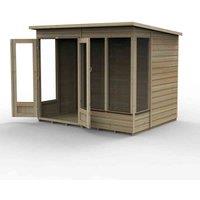 Forest Garden Beckwood Pent Summerhouse 8x6 - Double Door - 4 Windows, Brown