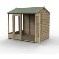 Forest Garden Beckwood Reverse Apex Summerhouse 8x6 - Double Door - 5 Windows, Brown
