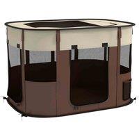 PawHut Portable Dog Pen for Puppies, Kittens, L - Brown, Brown