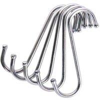 Kitchencraft Pack Of Five 10Cm Chrome Plated 's' Hooks, Silver