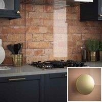 Clear Glass Kitchen Splashback With Brushed Brass Caps 600X700Mm, Clear