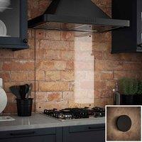 Clear Glass Kitchen Splashback With Matt Black Caps 600X700Mm, Clear