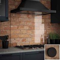 Clear Glass Kitchen Splashback With Matt Black Caps 900X700Mm, Clear
