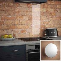 Clear Glass Kitchen Splashback With Satin Chrome Caps 900X700Mm, Clear