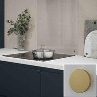 Clear Fluted Glass Kitchen Splashback With Brass Caps 600X750Mm, Clear