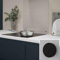 Clear Fluted Glass Kitchen Splashback With Matt Black Caps 600X750Mm, Clear