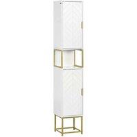 Kleankin Freestanding Bathroom Cabinet Linen Towel W Adjustable Shelf 2 Doors, White