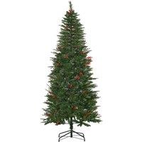 HOMCOM 7ft Artificial Christmas Tree Holiday w/Berries, Green