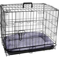 Pretty Pooch Dog Crate w/ Tray, Double Door (Small - 24''), Black