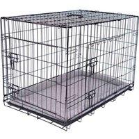 Pretty Pooch Dog Crate w/ Tray, Double Door (Large - 36''), Black