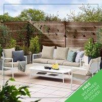 Furniture Box FurnitureBox Laguna White Metal/Olive Fabric 5 Seat Sofa Set, White