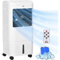 HOMCOM 3-In-1 Air Cooler w/ Oscillation, Ice Packs, Wheels, White