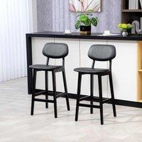 HOMCOM Breakfast Bar stools Set of 2 w/ PU Leather Cover, Black