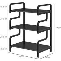HOMCOM 3-Tier Storage Shelf, Metal Shelves - Black, Black