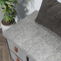 HOMCOM Shoe Bench w/ Cushioned Seat, 6 Fabric Drawers - Grey, Grey