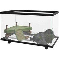 PawHut Turtle Tank 28L Glass Turtle Aquarium w/ Easy-Drain, Clear