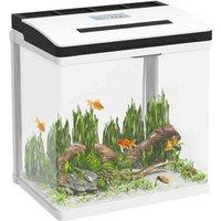 PawHut Aquarium 13L Glass Fish Tank w/ Filter, LED Lighting, White