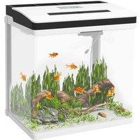 PawHut Aquarium 28L Glass Fish Tank w/ Filter, LED Lighting, White