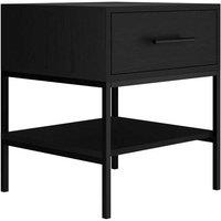 LPD Furniture Boston Matte Black Bedside Cabinet, Black