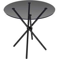 LPD Furniture Casa Smoked Top And Black Legs Dining Table, Black