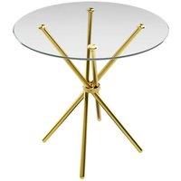 LPD Furniture Casa Clear Top And Gold Legs Dining Table, Clear