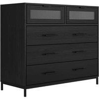 LPD Furniture Edison Matte Black And Reeded Chest, Black