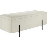 LPD Furniture Lola Storage Ottoman Ivory Boucle And Matte Black, Blue
