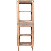 IH Design Cotati Acacia Wood 1 Drawers Slim Bookcase, Multi