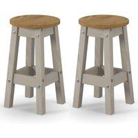 Core Products Corona Grey Low Round Breakfast Stools Pair, Grey