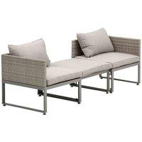 Outsunny 3-in-1 Chair Coffee Table Lounger Sofa, Grey