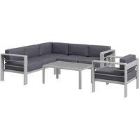 Outsunny 5pc Sofa Set w/ Cushions - Grey, Grey