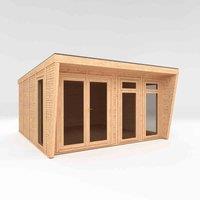 Mercia 4x4m 'Harlow' Insulated Garden Room w/ White UPVC, Brown