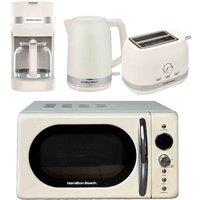 Hamilton Beach Kettle Toaster Microwave & Filter Coffee Machine, Cream