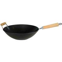Dexam 14inch 36Cm Heavy Gauge Non-stick Carbon Steel Wok With Helper Handle, Black