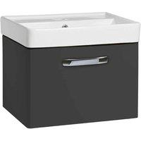 Coastal Conwy Gloss Clay 500 Wall Mounted Single Drawer Unit & Basin Chrome Handle, Grey