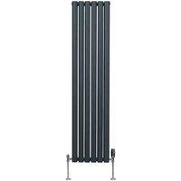 Monster Shop Oval Column Radiator & Valve 1600 X 360Mm Anthracite Grey, Grey