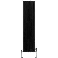 Monster Shop Oval Column Radiator & Valve 1600 X 360Mm Black, Black