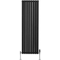 Monster Shop Oval Column Radiator & Valve 1600 X 480Mm Black, Black