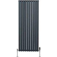 Monster Shop Oval Column Radiator & Valves - 1600Mm X 600Mm - Anthracite Grey, Grey
